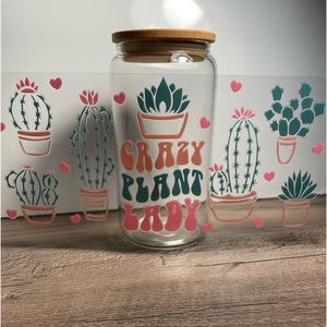 Crazy Plant Lady 16 oz Glass Tumbler Bundle. NEW